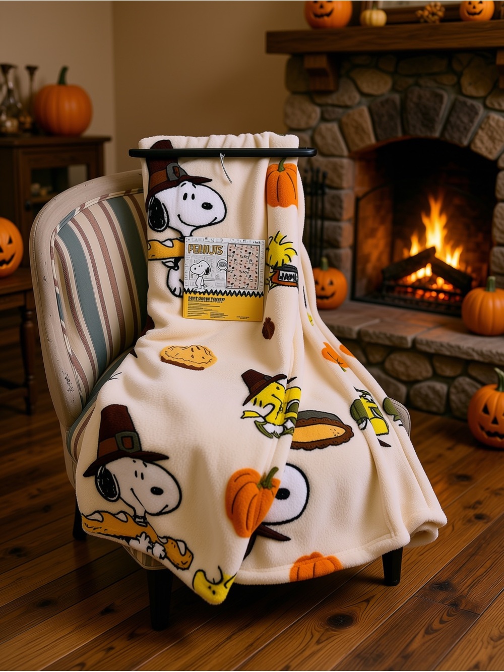 🆕PEANUTS OVERSIZED SNOOPY THANKSGIVING 🦃 PLUSH FLEECE THROW BLANKET